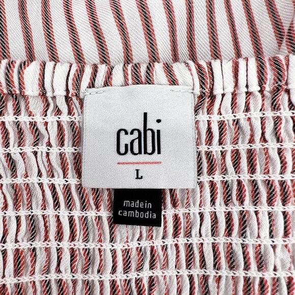 CAbi #5890 The Visionary Festive Stripe Carnival Top w/ Puff Sleeves Size Large - Picture 4 of 5